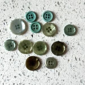 Y2K Vintage Button Lot of 12 Sea Green Buttons DIY Art Crafting & Sewing Craft